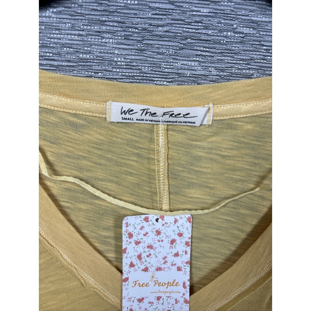 NEW Free People Women's On My Mind V-Neck Long Sleeve Shirt Camel/Yellow Size S - Picture 7 of 12